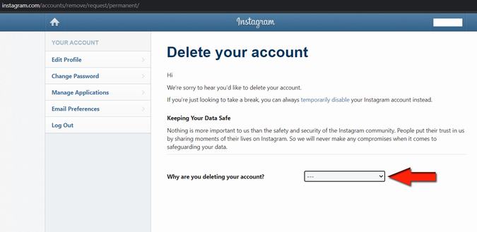 How to delete Instagram account permanently